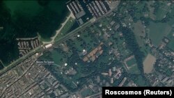 Një pamje satelitore tregon Parc de la Grange në Gjenevë, Zvicër, në këtë imazh satelitor të lëshuar më 15 qershor 2021, nga agjencia hapësinore ruse Roscosmos.