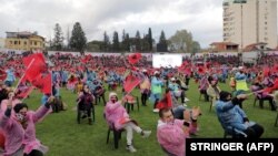 Предизборен митинг на владејачката Социјалистичка партија во Елбасан