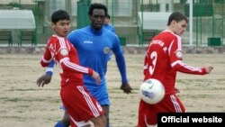 Tajikistan,Sughd region, a tajik football team "Istiqlol" at training camp in Qairoqum city,20February2013