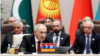 Armenian Prime Minister Nikol Pashinian speaks at an SCO summit in the Kyrgyz capital, Bishkek, on September 1. 