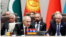 Armenian Prime Minister Nikol Pashinian speaks at an SCO summit in the Kyrgyz capital, Bishkek, on September 1. 