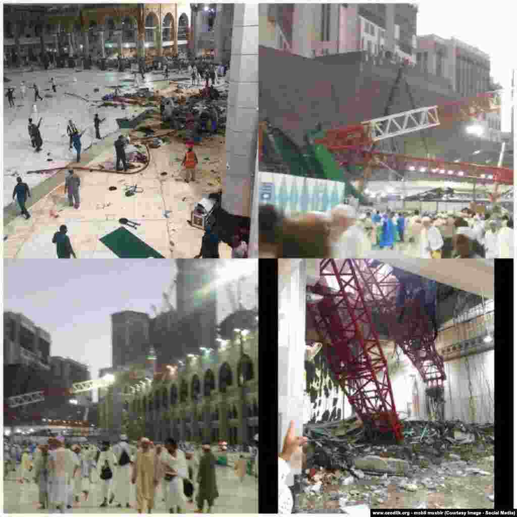 Saudia Arabia - crane falls in Makkah Grand Mosque