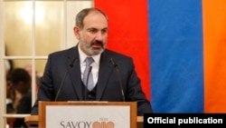 Switzerland - Armenian Prime Minister Nikol Pashinian addresses businesspeople in Zürich, January 21, 2019.