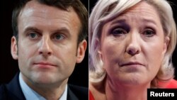 Emmanuel Macron (solda) və Marine Le Pen 
