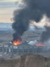 RUSSIA - Fire on the roof of a building on the territory of the Special Forces University in Chechnya