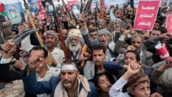 Houthi supporters rally in the Yemeni capital, Sanaa.