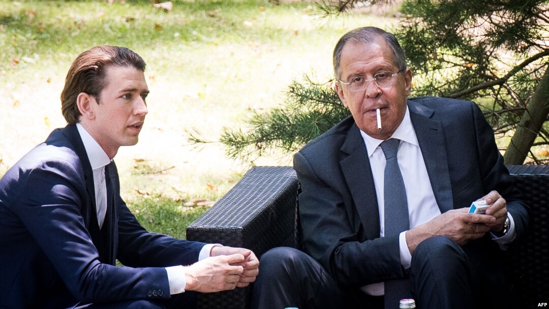 Себастьян Курц и глава МИД России Сергей Лавров на переговорах по Украине под эгидой ОБСЕ, май 2017 года