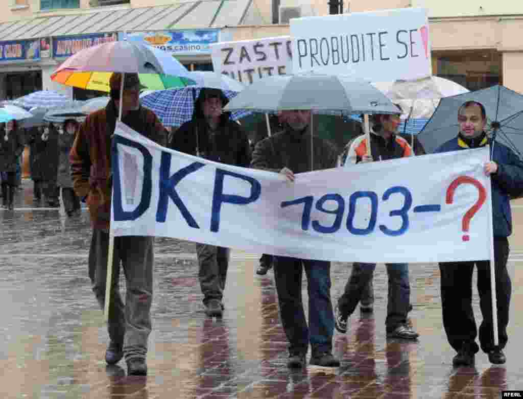 Protesti radnika Duvanskog kombinata Podgorica. Foto:Savo Prelević 