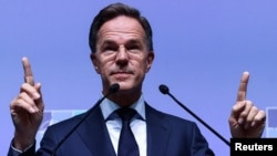 NATO Secretary-General Mark Rutte speaks to reporters at a press conference in Ankara on July 6. 