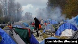 Emigrantët në një kamp të improvizuar në Loon-Plage pranë Dunkirkut, Francë, 29 nëntor 2021.