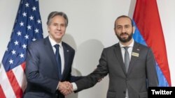 Sweden - U.S. Secretary of State Antony Blinken and Armenian Foreign Minister Ararat Mirzoyan meet in Stockholm, December 2, 2021.