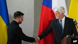 Ukrainian President Volodymyr Zelenskyy meets Czech President Petr Pavel in Prague.