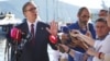 Predsednik Srbije Aleksandar Vučić u obraćanju novinarima u Tivtu, 4. jun 2026.