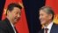 Kyrgyz President Almazbek Atambaev (right) and his Chinese counterpart Xi Jinping in Bishkek on September 11.