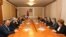 Nagorno-Karabakh - An Armenian parliamentary delegation (L) meets with Karabakh's political and military leaders in Stepanakert, 4 May 2018.