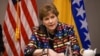 Američka senatorka Jeanne Shaheen tokom razgovora sa novinarima u Sarajevu, 8. oktobar 2026