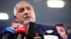 GERB leader and former Prime Minister Boyko Borisov speaks following the first exit polls in Sofia on October 27.