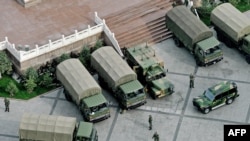 Military troops deploying in Urumqi