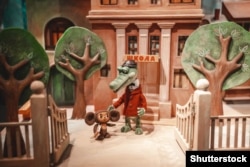 Cheburashka and Ghena the Crocodile in the Arsenyev Historical Museum in far eastern Russia in 2022