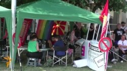 Macedonian Protestors Set Up Tents