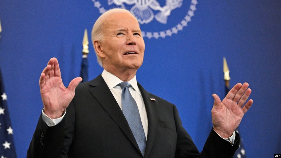 U.S. President Joe Biden speaks at the State Department in Washington on January 13.
