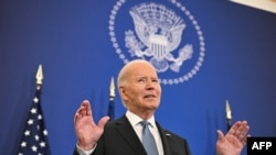 U.S. President Joe Biden speaks at the State Department in Washington on January 13.