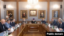 Armenia - Catholicos Garegin II meets Nagorno-Karabakh's exiled leaders in Echmiadzin, October 8, 2025.