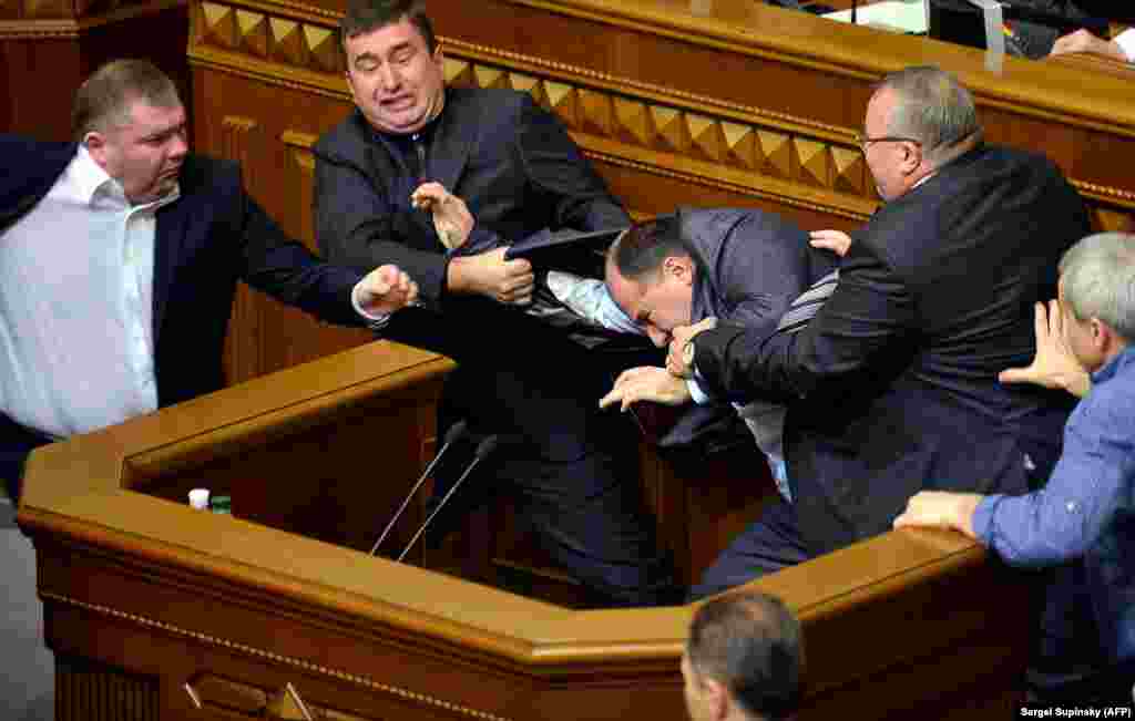 It was peak Ukraine in December 2012 as politicians brawled inside parliament while topless Femen activists shouted anticorruption slogans outside.