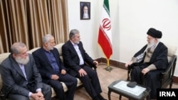 Iran's Supreme Leader Ayatollah Ali Khamenei meeting with Palestinian Islamic Jihad leader Ziad al-Nakhala, in Tehran, December 31, 2018