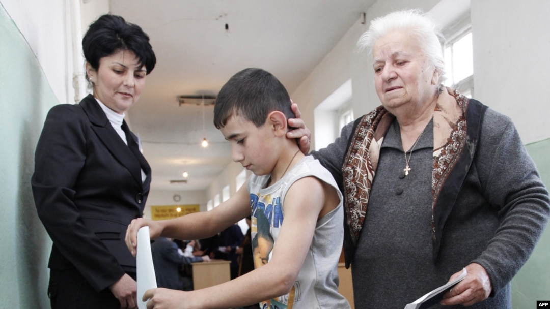 A polling station during elections in Stepanakert in May that Azerbaijan called illegal.