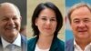 Cei trei candidați la funcția de cancelar susținut de marile partide: Olaf Scholz(Partidul Social-Democrat ), Annalena Baerbock (Partidul Verde) și Armin Laschet (Uniunea Creştin-Democrată)