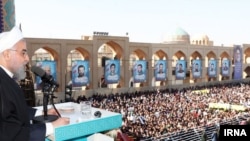 Iranian President Hassan Rouhani was heckled during a speech in Yazd, Iran. November 10, 2019