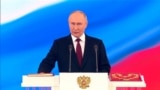 Russian President Vladimir Putin takes the oath during an inauguration ceremony at the Kremlin on May 7.