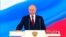 Russian President Vladimir Putin takes the oath during an inauguration ceremony at the Kremlin on May 7.