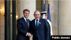 French President Emmanuel Macron welcomes Armenian Prime Minister Nikol Pashinian to the Elysee Palace in Paris on September 9, 2026.