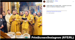 Objava starešine Podvorjs SPC u Moskvi vladike Stefana na mreži Instagram od 27. januara 2026. na kojoj se vidi i Momčilo Gajić