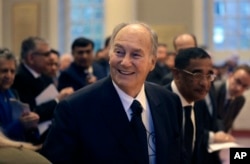 The Aga Khan attends a speaking engagement at Harvard University in 2015.