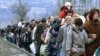 Macedonia -- Kosovar refugees fleeing their homeland, Blace, 01Mar1999