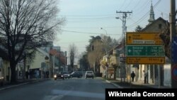 The main street in the town of Sid, Province of Vojvodina, Serbia