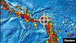 Место землетрясения в районе Соломоновых островов в феврале 2013 года