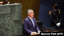 Predsjednik Crne Gore Milo Đukanović tokom obraćanja na 76. Generalnoj sjednici UN-a u New Yorku