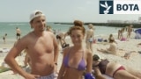 Ukrainian tourists at one of Odesa's beaches on the Black Sea.