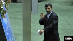 President Mahmud Ahmadinejad in parliament during debate last week over his ministerial appointments