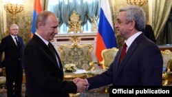 Russia - President Vladimir Putin meets with his visiting Armenian counterpart Serzh Sarkisian, Moscow, 8May2014.