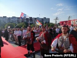 Каля царквы сьвятога Савы ў сталіцы Чарнагорыі Падгорыцы, 4 верасьня 2021