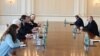 Azerbaijani President Ilham Aliyev (right) meets with OSCE Minsk Group co-chairs from France and the United States late last year.