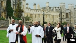 Delegates at Windor Castle attending an event organized by the Alliance of Religions and Conservation (ARC).