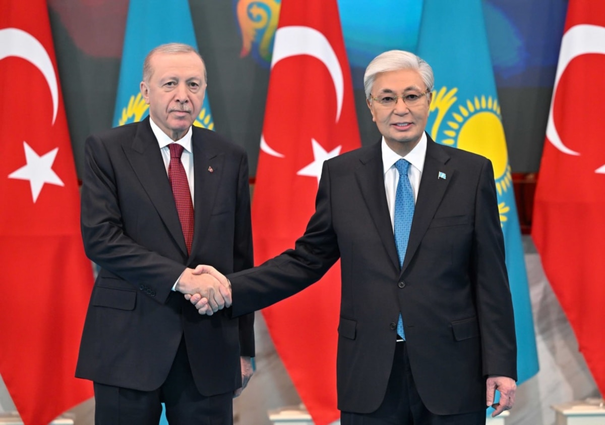 Turkish President Recep Tayyip Erdogan and Kazakh President Kassym-Jomart Tokayev in Astana, May 14, 2026