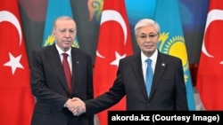 Реджеп Тайип Эрдоган и Касым-Жомарт Токаев в Астане, 14 мая 2026 года