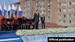 Armenia - Gazprom Chairman Alexei Miller speaks at a ceremony in Yerevan, 16Apr2015.